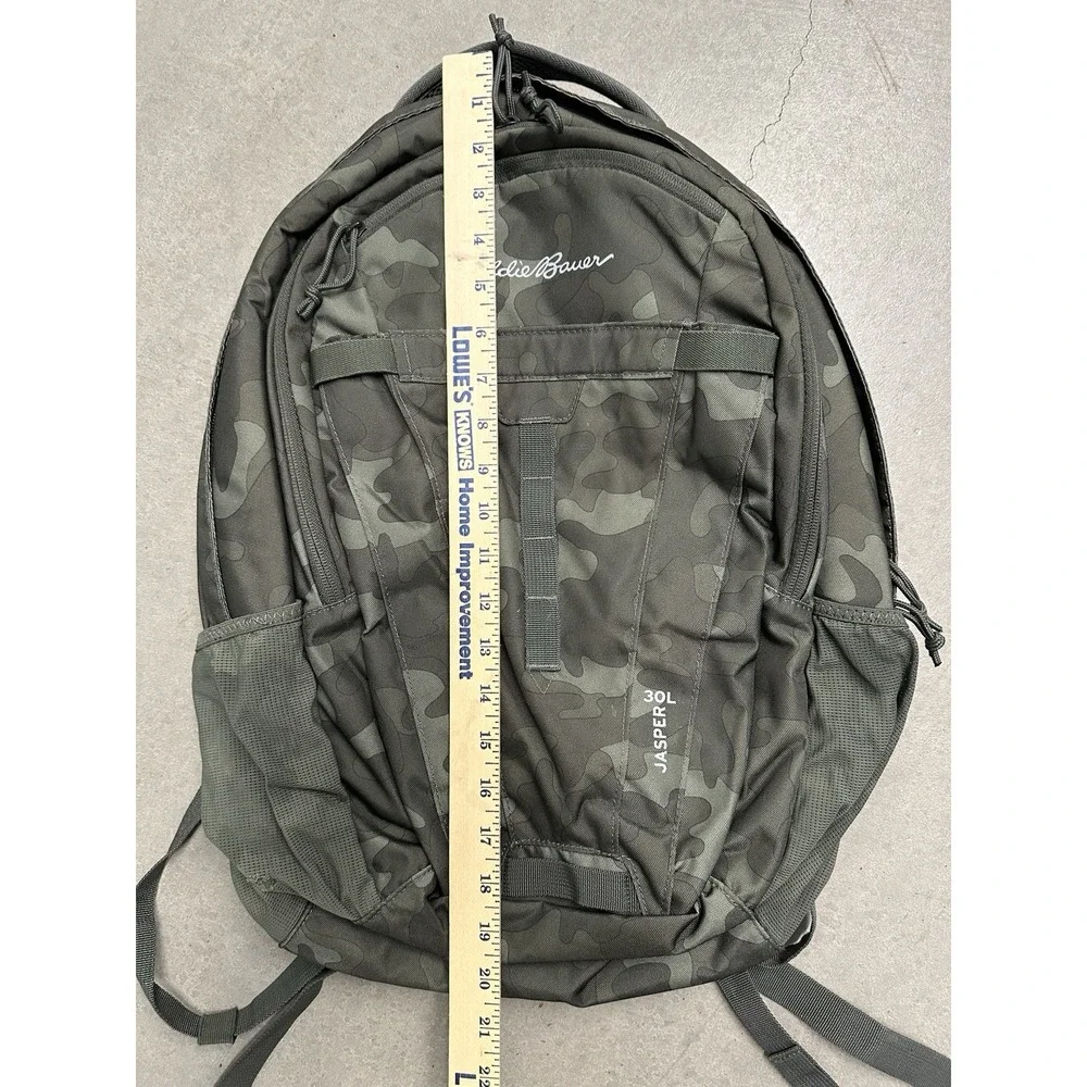 Eddie Bauer Jasper 30L Backpack Green Camo Laptop Hiking Travel Bag Clean